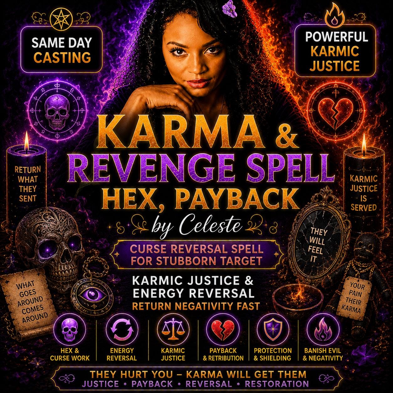 Karma & Revenge spell – Hex, Payback | Curse reversal spell for stubborn target - Karmic Justice and Energy Reversal, Return Negativity fast