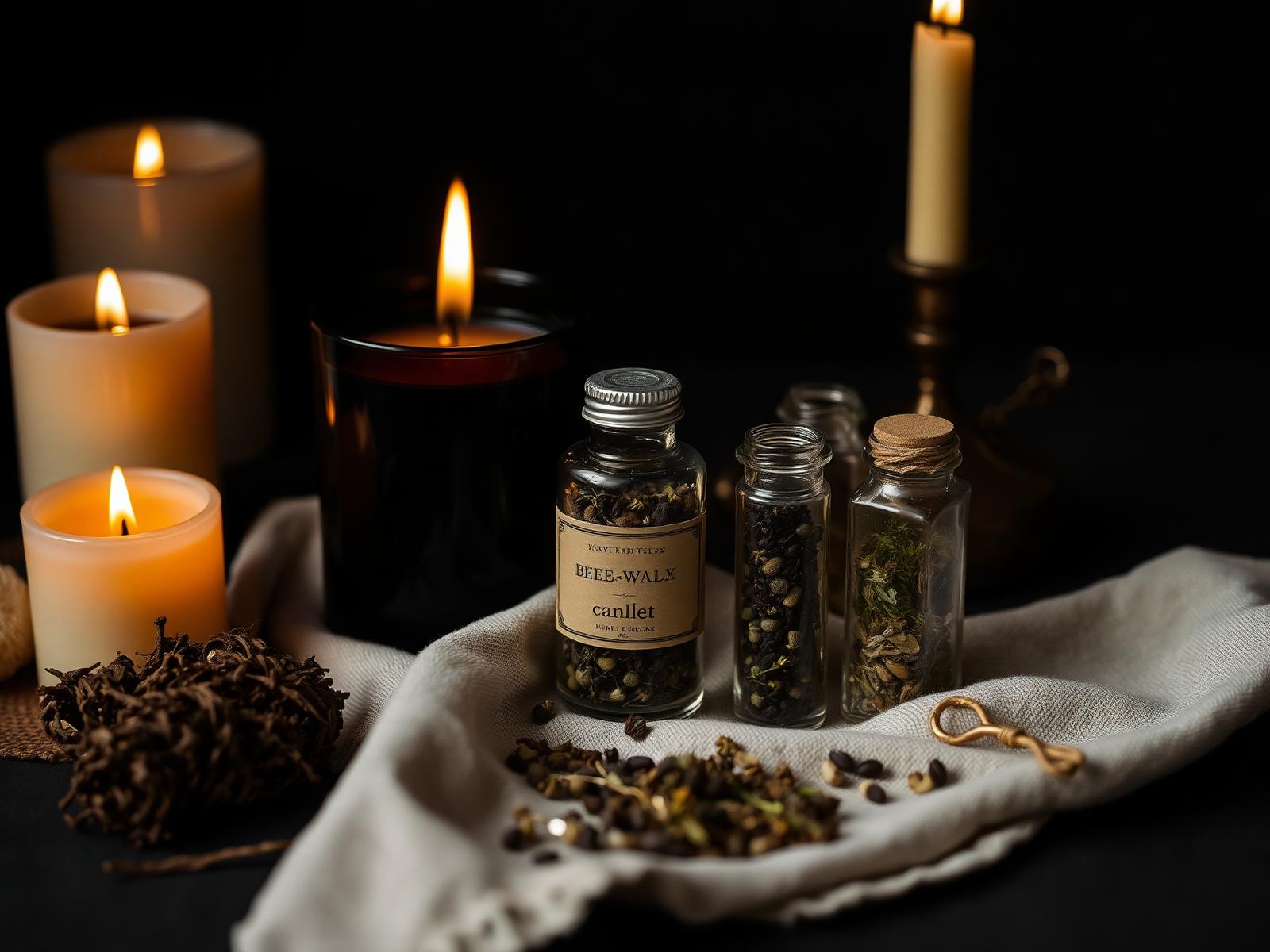 Handcrafted spellwork with beeswax and herbs