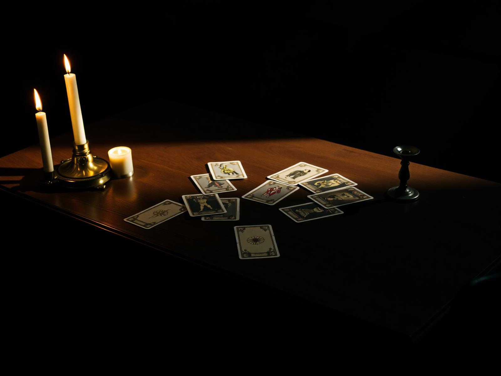 Tarot spread by candlelight